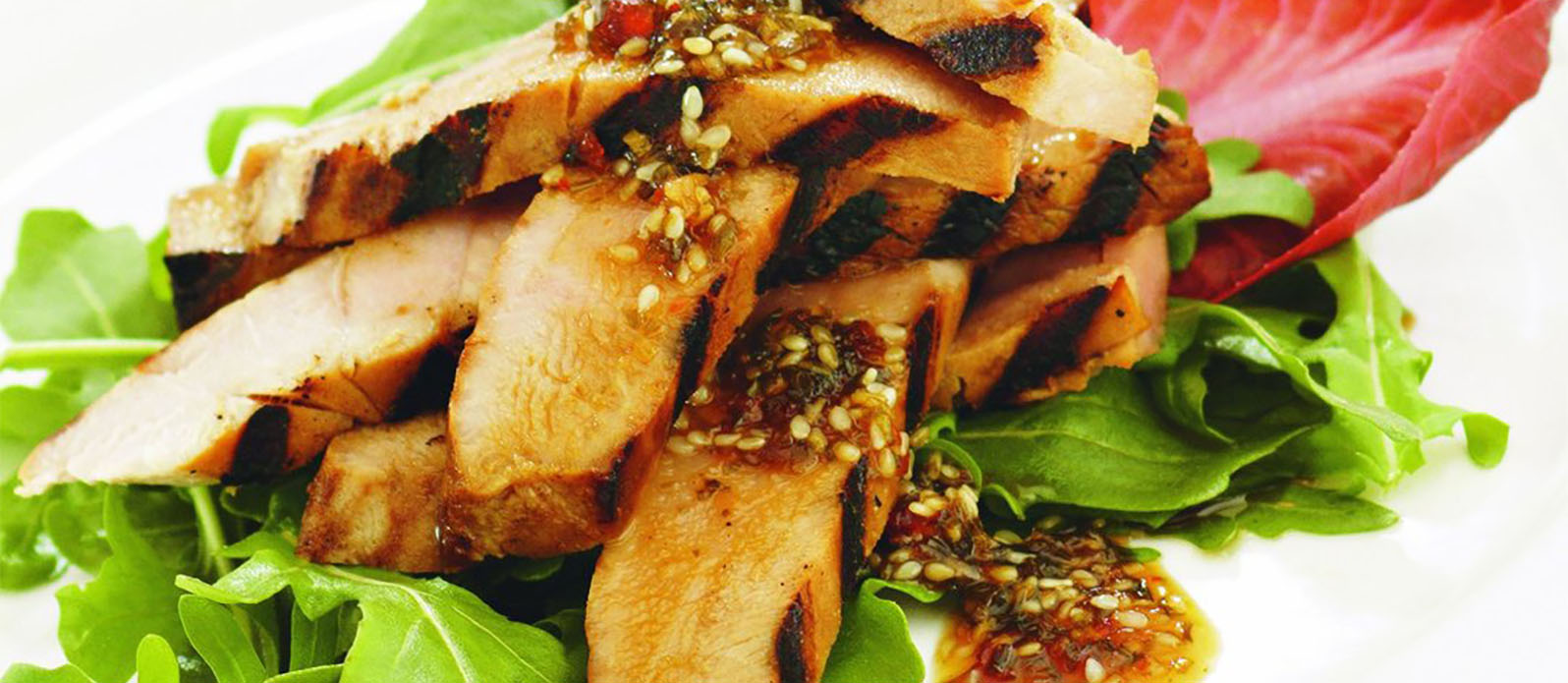 Pan seared teriyaki tuna steaks with chilli jam Kikkoman