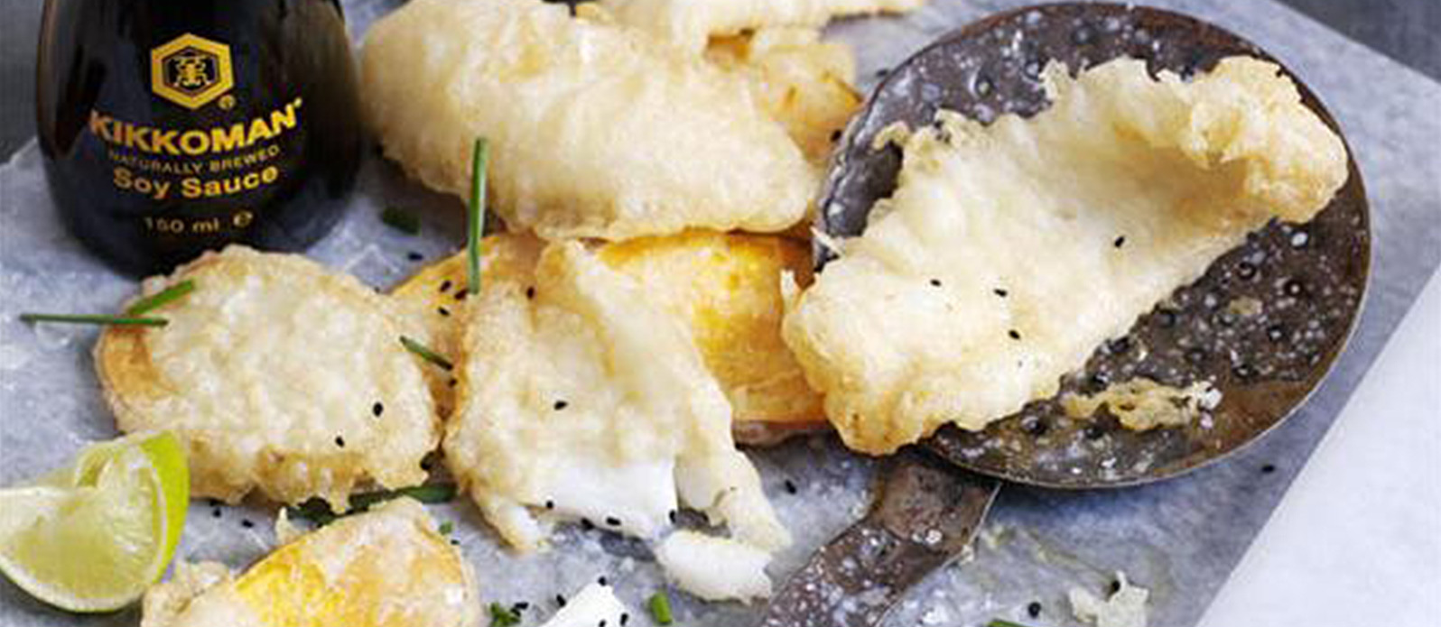 Tempura fish and chips with ponzu dip Kikkoman